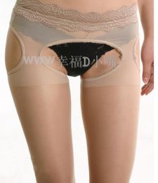 Sexy stockings lace waist one-piece open file rabbit off one-piece translucent socks bare leg Artefact female ultra-thin pantyhose