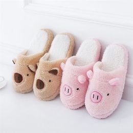 Slippers House Slipper Fluffy Womens Winter Kawaii Cartoon Pig Bear Plush Contton Anti Skid Indoor Funny Cute Female Fuzzy Shoes Flat 220926