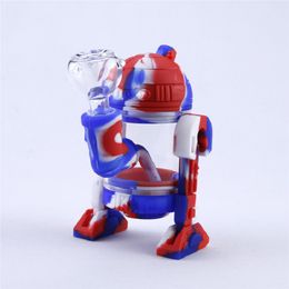 Smoking Pipe Robot Design Smoke Bong With Glass Water Pipe Mini Bongs Bubbler