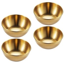 Dishes Plates 4pcs Golden Sauce Dish Appetizer Serving Tray Stainless Steel Sauce Dishes Spice Plates Kitchen Supplies Plates Spice Dish Plate 220922
