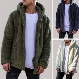 Giacche da uomo inverno uomini caldi con cappuccio spessi con cappuccio con cappuccio di pile soffice cappotto con cappuccio con cappuccio con tela a maniche lunghe cardigans 220924