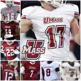 Mitch UMass Massachusetts Football Jersey NCAA College Randall West Andrew Brito Victor Cruz Bilal Ally Zak Simon Sadiq Palmer Roberson Isabella