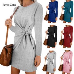 Casual Dresses Office Lady Dress Autumn Casual Loose Long Sleeve Sashes O Neck Mini Women Dress Elegant Rabbit Hair Warm Dress Winter Vestidos Y2209