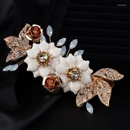 Headpieces Fashion Flower Gold Leaf Rhinestone Bridal Clip Women And Girl Party Wedding Hair Jewellery Bridesmaid Accessories Headpiece Tiars