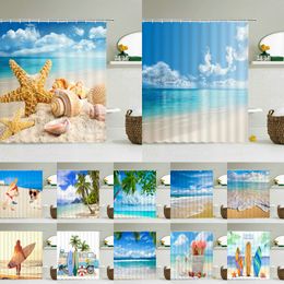 Shower Curtains 3d Beach Scenery Sea Ocean Mediterranean Bathroom Waterproof Cloth Decoration 180 240cm Bath 220922