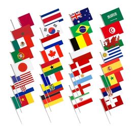 100pcs 14x21cm Hand Flag Qatar world cup top 32 National Cheerleading Props 220926