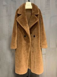 Women s Fur Faux WInter Jacket Women Real Coat 100 Wool Woven Fabric Thick Warm Outerwear Oversize Fashion Streetwear Coats 220926