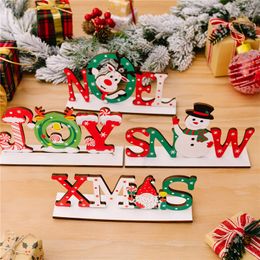 Christmas Table Decoration Wooden Joy Santa Reindeer Sign Winter Holiday Xmas Dinner Party Decor Photo Props KDJK2209