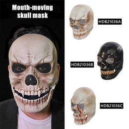 Party Masks Halloween Mask Movable Jaw Full Head Skull Mask Horror Scary Mask for Cosplay Party Holiday Costume Halloween Decoration 220926