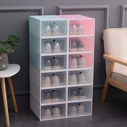 Plastic Shoes Boxes Flap Transparent Shoes Drawer Type Storage Device Household Thickened Shoe Cabinet RRE14505