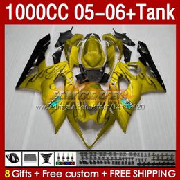 Injection Mould Fairings For SUZUKI GSXR 1000 CC 1000CC K5 05-06 Bodywork 157No.148 GSXR-1000 GSX R1000 GSXR1000 05 06 GSX-R1000 2005 2006 OEM Fairing & Tank golden stock