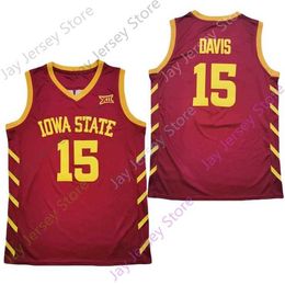 Mitch 2020 New NCAA Iowa State Cyclones Jerseys 15 Davis College Basketball Jersey Red Size Youth Adult All Stitched