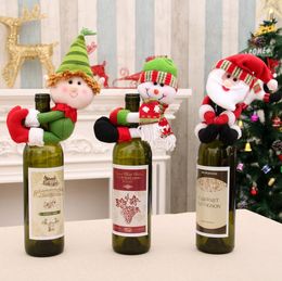 Christmas Red Wine Bottles Cover Bags XMAS bottle holder Party Decors Hug Santa Claus Snowman Dinner Table Decoration SN4897