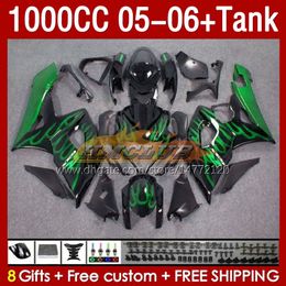 Injection Mould Fairings & Tank For SUZUKI GSXR 1000 CC K5 GSX-R1000 05-06 Bodywork 157No.133 GSXR-1000 GSXR1000 2005 2006 GSX R1000 1000CC 05 06 OEM Fairing green flames