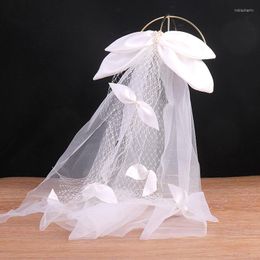 Headpieces Bridal Headdress Korean Satin Bow Veil Short Engagement Wedding Hair Accessories