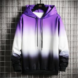 Men s Hoodies Sweatshirts Men Harajuku Spring Casual Hip Hop Streetwear Male Hooded Pullover Tops Gradient Patchwork 220922