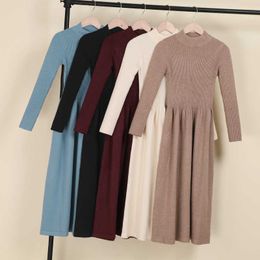 Casual Dresses Casual Women's Dresses Ladies Knitted Long Sleeve Dress 2022 Winter Sweater Korean Fashion Clothes Clothing Robe Basic Elegant Y2209