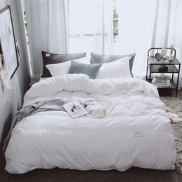 Bedding sets Nordic Bedding Set Luxury Duvet Cover With Flat Sheet 4Piece Solid Colour White Bed Covers Queen King Size Grey AB Side Bed Set 220924