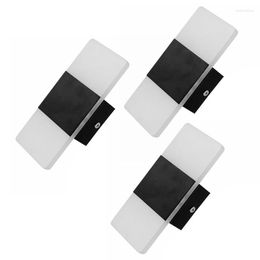 Wall Lamp 3X Modern 3W LED Light Up Down Sconce Spot Lighting Home Bedroom Fixture-Black Warm White