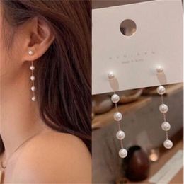 Charm Women's Pearl Earrings Long Chain Tassel Stud Earrings Fashion Jewelry GC1640