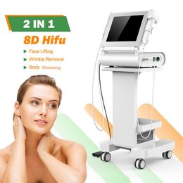 Multi-functional Beauty Equipment 8D HIFU Skin Tightening Machine with 8 Cartridges Face Lifting Body Firming Fat Loss and Burning Ultrasound Instrument