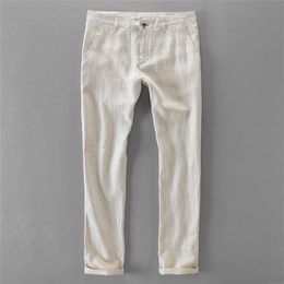 Men's Pants 100 Quality Pure Linen Casual Pants Men Brand Long Trousers Men Business Fashion Pants For Men Pantalones Pantaloni Un Pantalon 220922