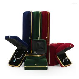 Jewelry Pouches Wholesale Velvet Trinket Pendant Box Ring Bracelet Organizer Case Wedding Long Chain Necklace Jewellery Gift BoxesCasket