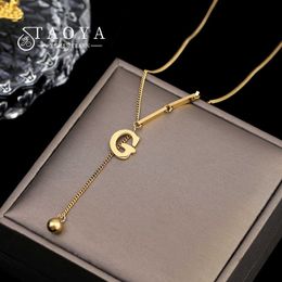 2021 Classic G-Letter Tassel Titanium Steel Necklace For Woman Korean Fashion Jewelry Gothic Party Girl's Sexy Clavicle Chain