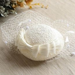 Headpieces Bridal Hat With Veil Short Mesh Weddings For Bride Cap Fashion Church Womens Party Headwear2522
