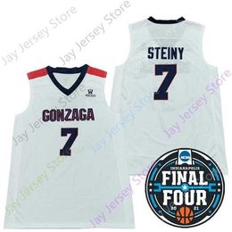 Mitch 2021 Final Four New NCAA Gonzaga Jerseys 7 Steiny Basketball Jersey College White Size Youth Adult All Stitched