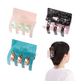 Spliced Colour Plaid Crab Hair Clamps Clips Women Acetic Acid Hair Claws Length 7 CM Medium Hairpins Ponytail Headdress Jewellery