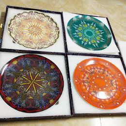 Plates Colorful Hand-painted Ceramic Round Plate Dish Home Dinner Set Household Service Tableware Retro Wedding