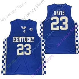 Mitch 2020 New NCAA Kentucky Wildcats Jerseys 23 Davis College Basketball Jersey Size Youth Adult Blue All Stitched