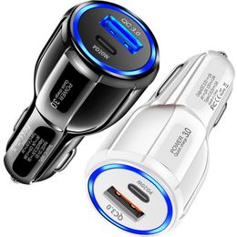 Fast Quick Dual Ports USB C Car Charger 38W 20W 30W PD Type-C Car Charger Potable Power adapters For Iphone 13 14 15 Samsung Htc lg android phone