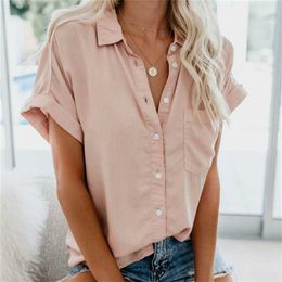 Women's Blouses Shirts Women's Shirt Summer Women's Blouses Shirt Feminine Blouse Summer Short Sleeve Female Blouse Turndown Collar Button Shirt 220923