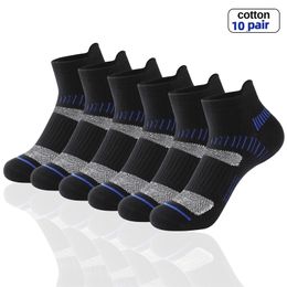 Men's Socks Men Ankle 10 Pair High Quality Cotton Athletic Cushioned Breathable Casual Sports Male Short Size38-48 220924