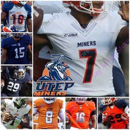 Mitch Custom 2020 UTEP Miners Football Jersey NCAA College Denzel Chukwukelu Brandon Josh Fields Aaron Jones Marcus Thomas Fred Carr