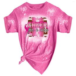 Women's T Shirts Womens Casual Summer Tops Breast Cancer Awareness October We Wear Pink Crew Neck Printed For Women Tall