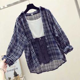 Women's Blouses Shirts Fashion Plaid Women Tops and Blouses Female Casual Matching Color Long Sleeve Button Loose Plaid Shirt Top blusas mujer de moda 220923