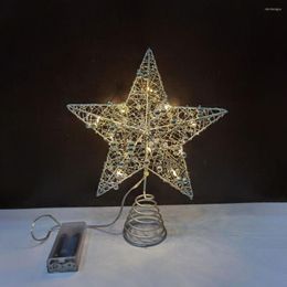 Christmas Decorations Eco-friendly Tree Top Star Hollow Lightweight Xmas Topper LED Ornaments