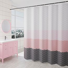 Shower Curtains Nordic Curtain Geometric Colour Block Bath Bathroom For Bathtub Bathing Cover Large Wide 12pcs Hooks 220922