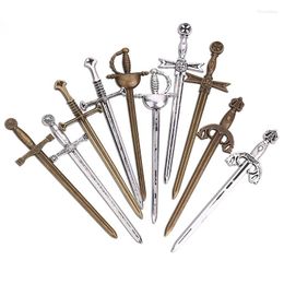 6/4Pcs Antique Swords Knife Bookmark Charms Silver Pendants Creative Craft Supplies DIY Jewellery Making