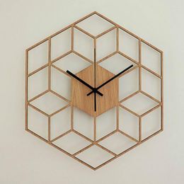 Wall Clocks Fashion Creative Modern Geometric Graphics Clock Wood Table Living Room Bedroom Office Decoration LB92518