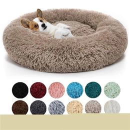 kennels pens VIP Pet Dog Bed For Large Big Small Cat House Round Plush Mat Sofa Drop Products Calming Donut 220922