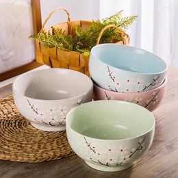 Bowls Japanese Floral Round Ceramic Bowl Under Glaze Cherry Blossom Large Capacity Porcelain Soup Salad Household Dinnerware