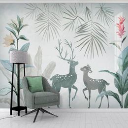 Wallpapers Professional Custom 3D Wallpaper Mural Modern Minimalist Creative Green Plant Leaves Living Room Back Wall Decoration Painting