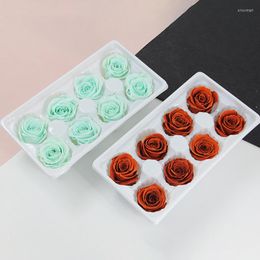 Decorative Flowers Dekoration 8PCs Box High Quality Preserved Immortal Eternal Life Rose Flower Diameter Mothers Day Gift Material