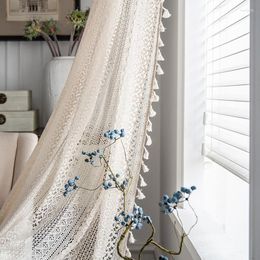 Curtain Retro Boho Chic Beige Crochet Knitting Sheer Kitchen Living Room Balcony Bedroom Hollow Door Wedding Decoration
