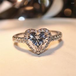 Cluster Rings Handmade Crown Promise Ring Silver Colour Cz Stone Party Wedding Band For Women Bridal Engagement Jewellery