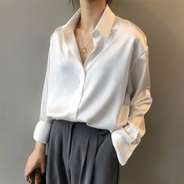 Women's Blouses Shirts BGTEEVER Work Wear Full Sleeve Stain Shirts Women Turndown Collar Autumn Blouses Female Loose White Blusas Tops Femininas 220923